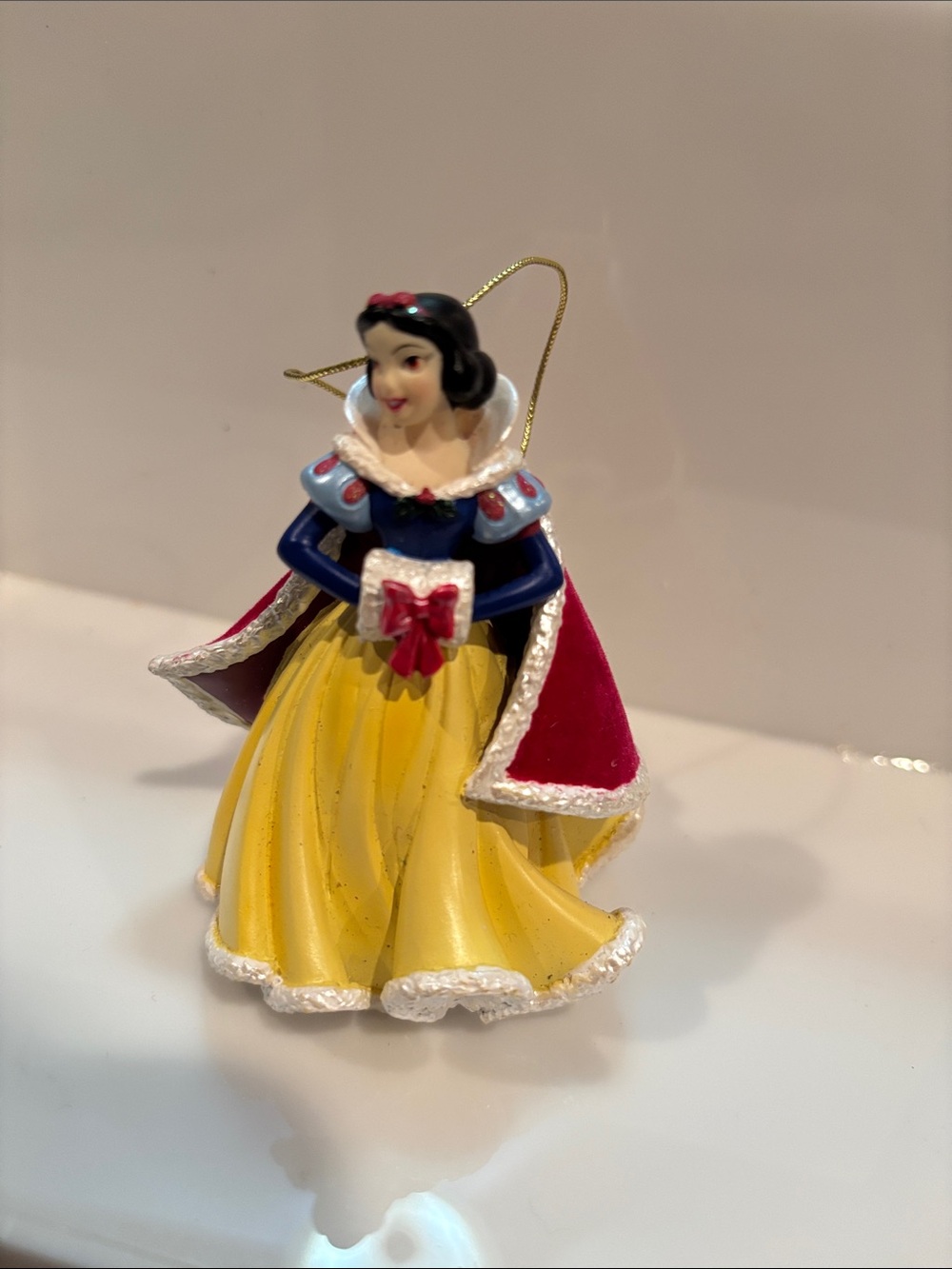 Disney Snow White Inspired Yellow and Red Resin Holiday Ornament